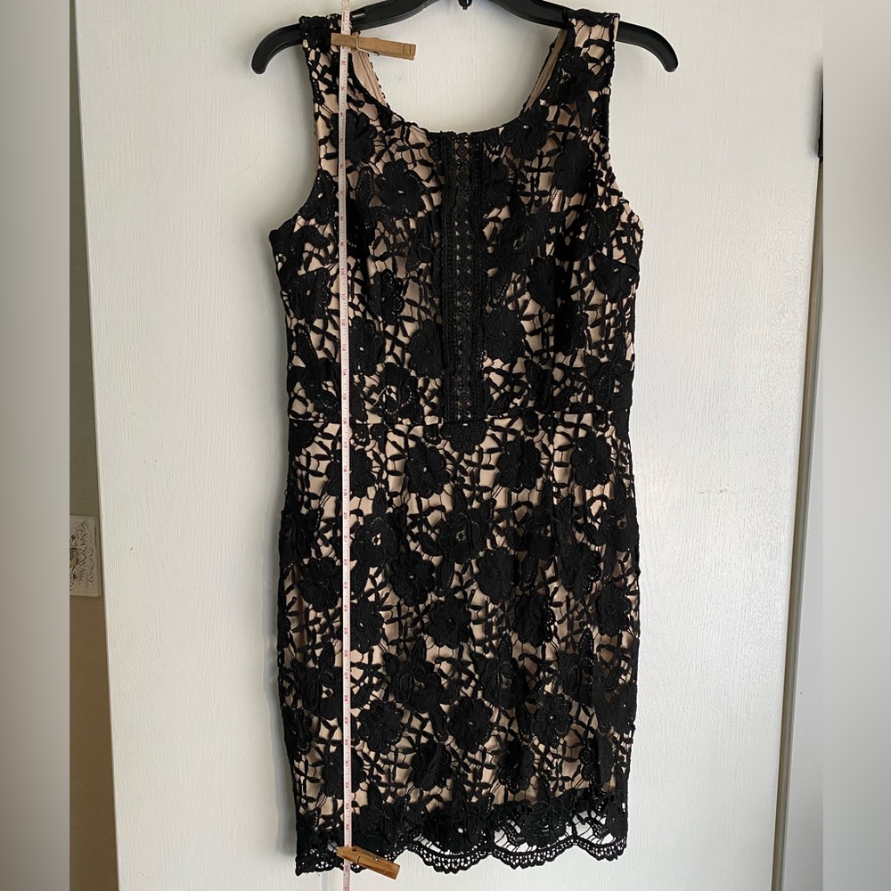 Lined crochet black dress